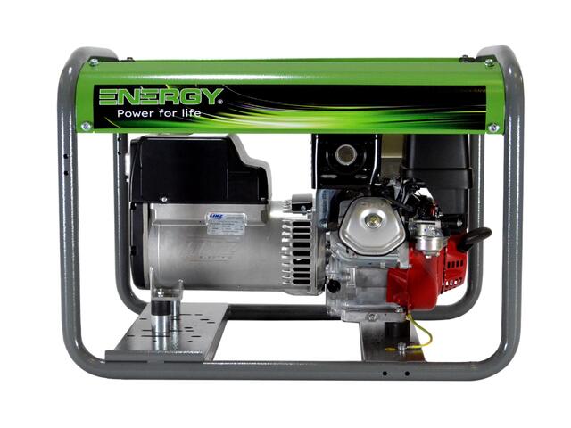 Stromerzeuger Benzin 5,5kVA 230V 50Hz
Benzinmotor Honda GX270, Seilzugstart, 6 Liter Tank
LINZ Generator mit AVR Regelung
leichter Rohrrahmen, Steckdosen CEE 400V 16A 3P+N+T, CEE 230V 16A 2P+T