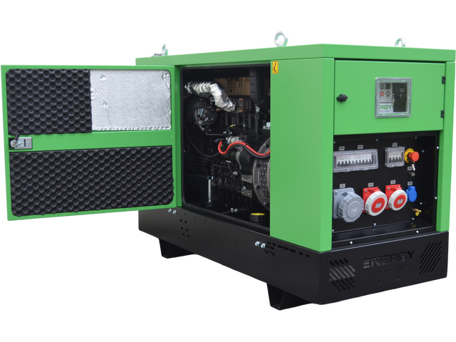 Stromerzeuger Diesel 5kVA 230V 50Hz, 1500 U/Min
Dieselmotor KOHLER KDW702(Stage V), Elektrostart, 50 Liter Tank
Synchrongenerator 4 Pole Bürstenlos mit AVR Regelung
Schallverhaubung, Steuerung Comap AMF 25 (digitale Anzeige für Spannung, Strom, Frequenz, Tankinhalt), Not Aus Schalter, Batterieladegerät inkl. externen Geräteanbaustecker, Betriebswahlschaltung IT/TN (Feld/ Haus) CEE 400V 16A 3P+N+T, CEE 230V 16A 2P+T