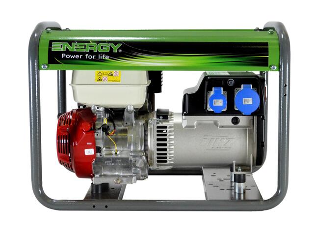 Stromerzeuger Benzin 7kVA 230V 50Hz
Benzinmotor Honda GX390, Seilzugstart, 6,5 Liter Tank
LINZ Generator mit AVR Regelung
leichter Rohrrahmen, Steckdosen CEE 230V 32A 2P+T, CEE 230V 16A 2P+T