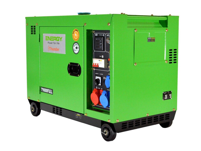 Stromerzeuger Diesel 9kVA dreiphasig 400V und 7kVA einphasig 230V verfügbar 50Hz
Dieselmotor Diesel Stage V(Stage V), Elektrostart, 14 Liter Tank
brushes Generator mit AVR Regelung
Schallverhaubung, Batterie im Lieferumfang enthalten, Ölmangel Schutz, Überlastschutz, ATS Anschluss, FI, div. Anzeigen, Steckdosen 1x CEE 32A 230V, 1x CEE 16A 400V, 1x Schuko